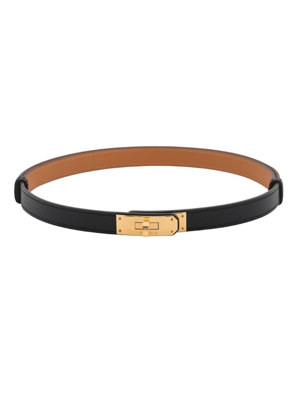 Hermes Kelly Belt Black Gold Epsom
